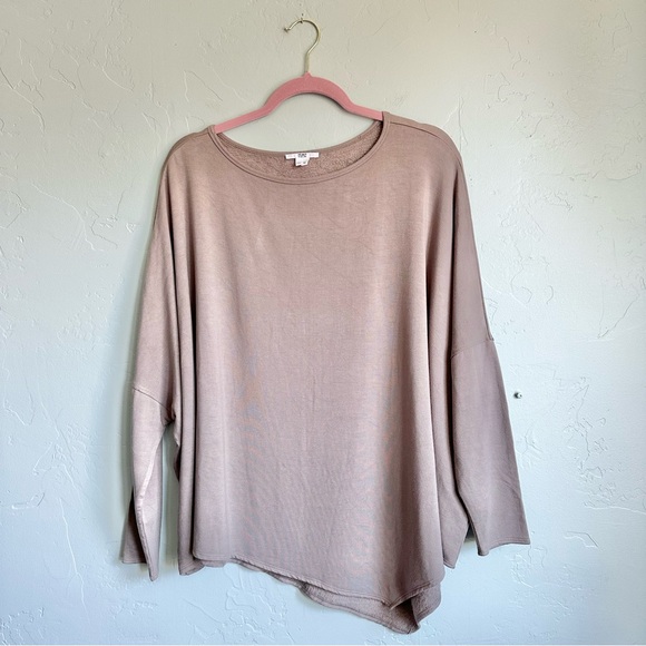 Helmut‎ Lang | Women Fall Taupe Dolman Sleeve Asymmetrical Sweatshirt Top Medium - Picture 1 of 6